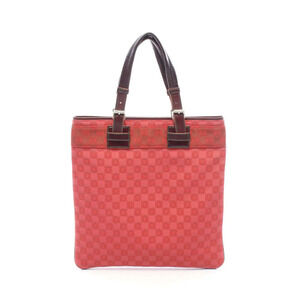 Loewe Anagram Canvas Leather Shoulder Tote Bag Red Brown